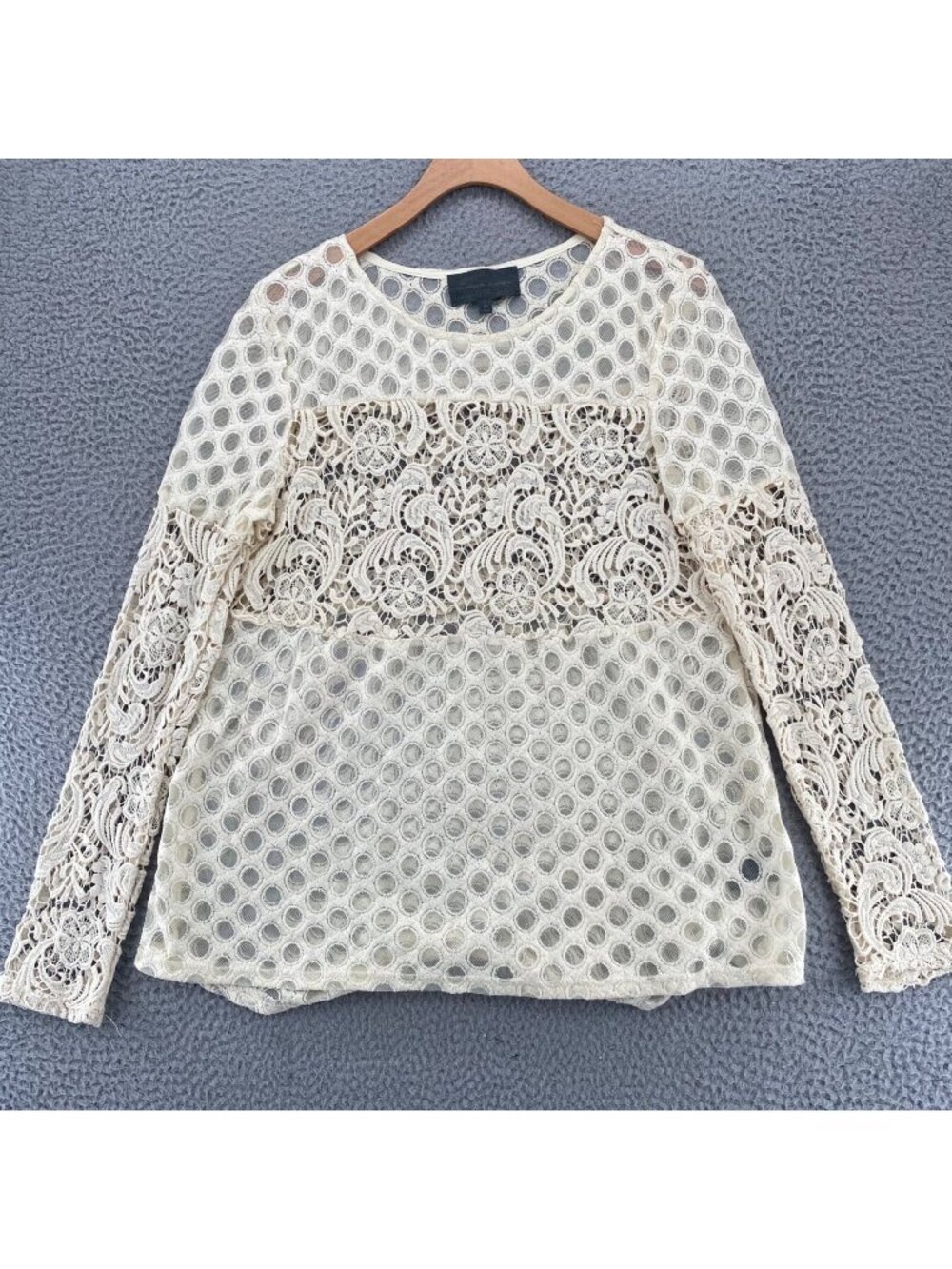 Anthropologie Sunday In Brooklyn Top Womens Medium Ivory Crochet Lace Festival